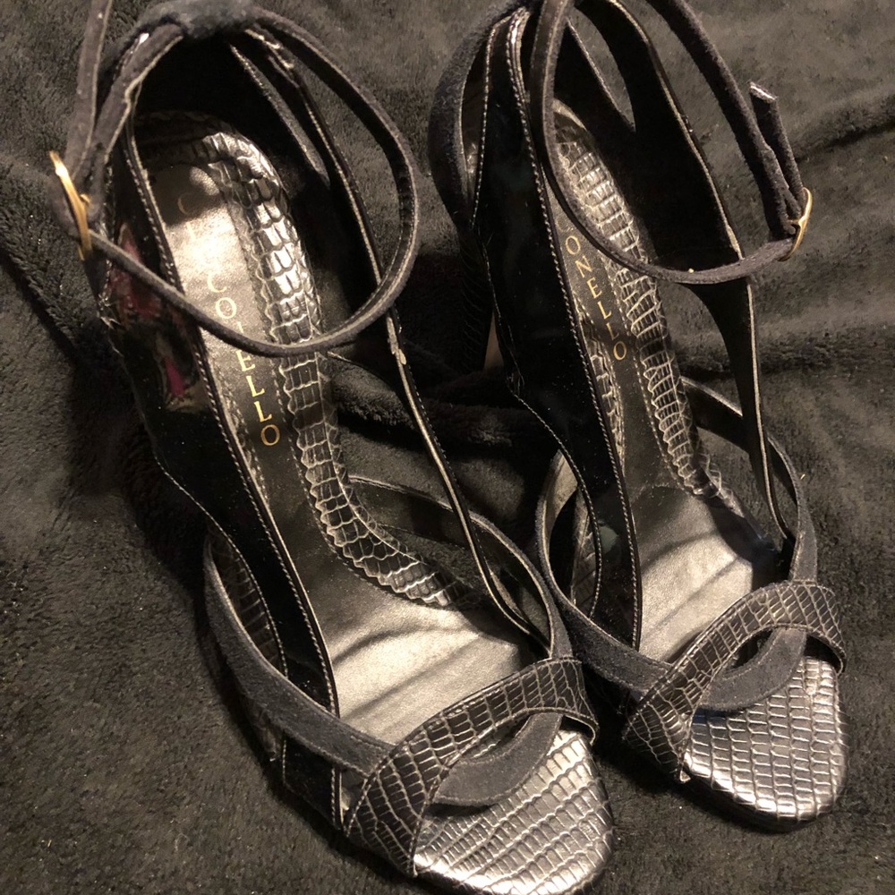Ceccello Black open toe heels size 8 FREE WITH PURCHASE JUST BUNDLE